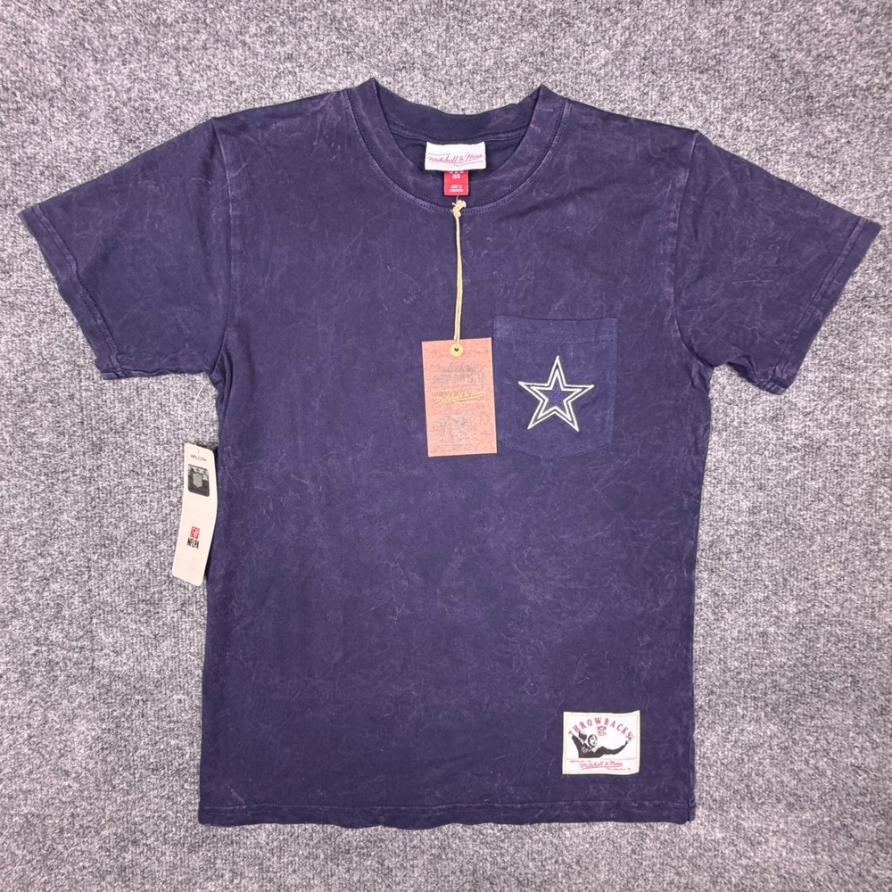 Mitchell & Ness Dallas Cowboys Kids Navy Acid Wash Pocket T-Shirt Size M 10/12